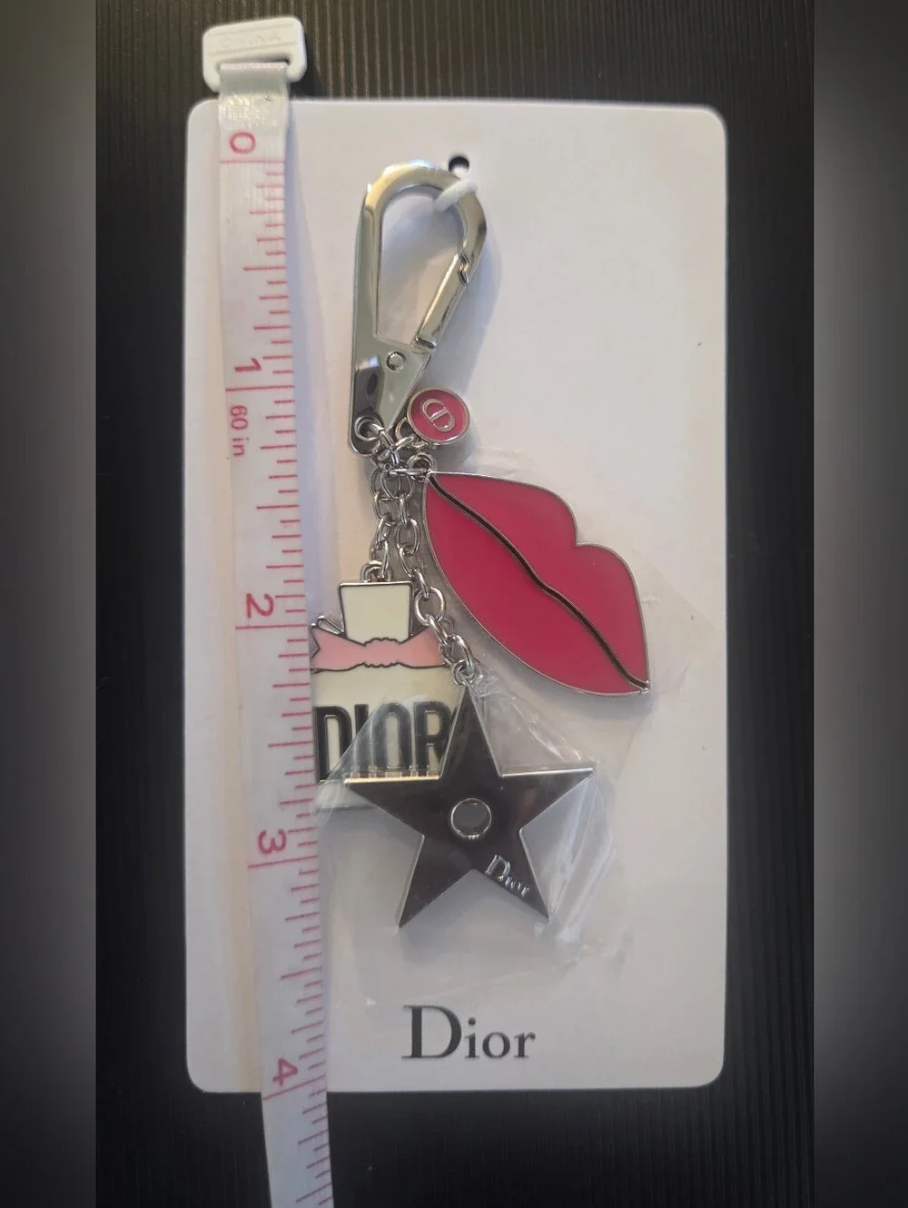 Dior Pink Quilted Leather Compact with Lip, Star & Dior Bag Charm Keychain
